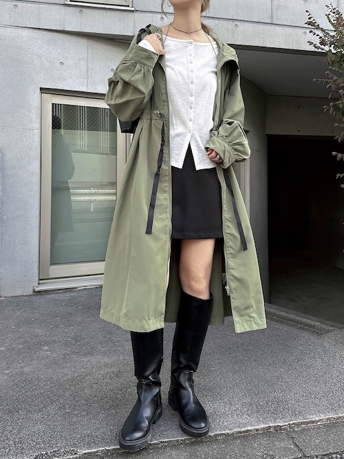 配色テープドローストリングマウンテンパーカー