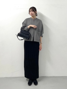 「URBAN RESEARCH DOORS（アーバンリサーチドアーズ）のニットZIPブルゾン（ブルゾン、グレー系）」を使った、macoさん（レディース・172cm）の秋コーディネート