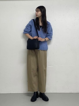 「URBAN RESEARCH DOORS（アーバンリサーチドアーズ）のアルパカシャギーカーディガン（カーディガン/ボレロ、ブルー系）」を使った、macoさん（レディース・172cm）の秋コーディネート