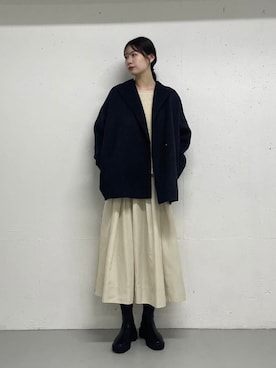 「URBAN RESEARCH DOORS（アーバンリサーチドアーズ）のウールリバーミドルガウンコート（その他アウター、グレー系）」を使った、macoさん（レディース・172cm）の秋コーディネート
