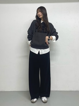 「ベロアパンツ」｜macoさん（レディース・172cm・20代）の秋コーディネート