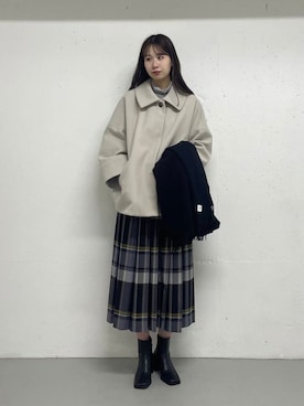 「URBAN RESEARCH DOORS（アーバンリサーチドアーズ）のウールライクコクーンコート（その他アウター、グレー系）」を使った、macoさん（レディース・172cm）の秋コーディネート