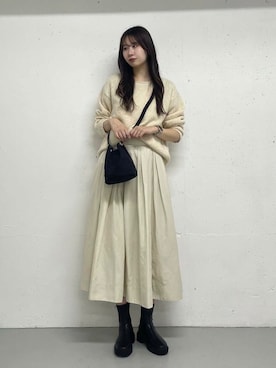 「URBAN RESEARCH DOORS（アーバンリサーチドアーズ）のSPETTACOLO ラメニット（ニット/セーター、ホワイト系）」を使った、macoさん（レディース・172cm）の秋コーディネート