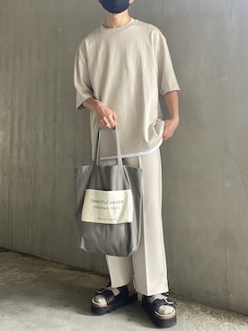 「MAISON SPECIAL（メゾンスペシャル）のアイテム（サンダル）」を使った、lippyさん（メンズ・162cm）の夏コーディネート