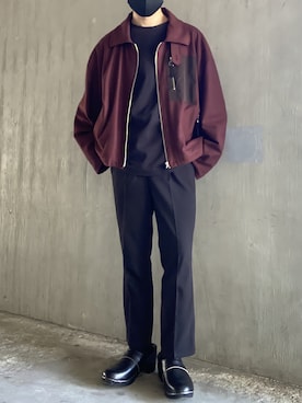 「ワインレッド」｜「アイテム（ブルゾン）」を使った、lippyさん（メンズ・162cm）の春コーディネート