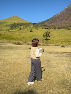 「アイテム（ダウンベスト）」を使った、mさん（レディース・158cm）の秋コーディネート