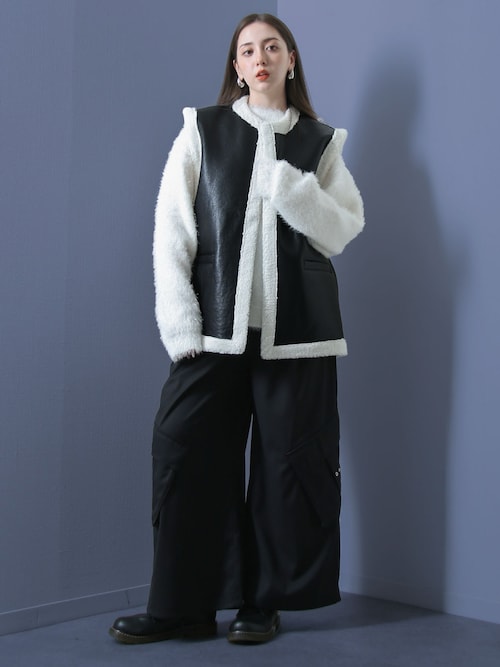 GUSHLOW＆COLE ムートンベスト　バックニットジレ GUSHLOW＆COLE ムートンベスト バックニットジレ