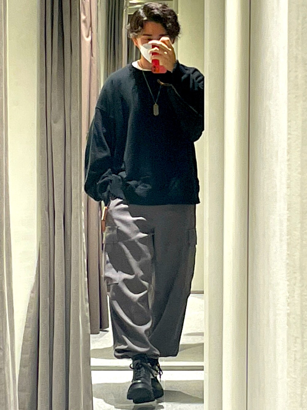 「シンプル、おしゃれさんと繋がりたい、今日のコーデ、カジュアル、冬コーデ、ゆるコーデ」｜「LIDNMのアイテム（カーゴパンツ、グリーン系）」を使った、ごえさん（メンズ・173cm）の秋コーディネートの1枚目の写真