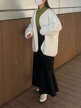 「tiptop（ティップトップ）のアイテム（ノーカラージャケット）」を使った、maiさん（レディース・160cm）の冬コーディネート