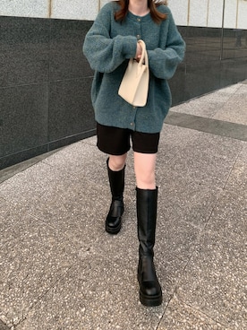 「tiptop（ティップトップ）の前後2wayニットカーディガン（カーディガン/ボレロ）」を使った、maiさん（レディース・160cm）の秋コーディネート