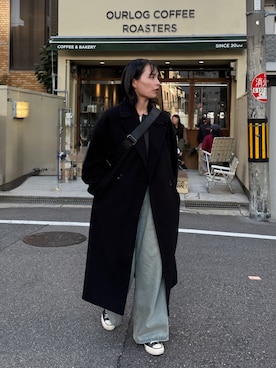 「アイテム（チェスターコート）」を使った、yuiさん（レディース・162cm）の冬コーディネート