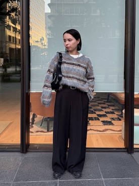 「ボーダーニット」｜yuiさん（レディース・162cm）の秋コーディネート