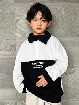 「JAMandLINKのアイテム（トップス、ブラック系）」を使った、𝗧𝗼𝗻𝗮𓃟𝗡𝗮𝘀𝗵𝗶さん（キッズ・122cm）の冬コーディネート