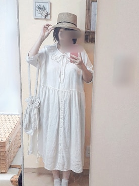 「studio CLIP（スタディオクリップ）のナチュラルアソート付け襟（付け襟）」を使った、pitiさん（レディース・157cm）の夏コーディネート