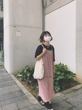 「niko and...（ニコアンド）のアイテム（Tシャツ/カットソー、ブラック系）」を使った、Zoe/肉伊さん（レディース・157cm）の秋コーディネート