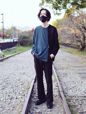 「tk.TAKEO KIKUCHI（ティーケータケオキクチ）のアイテム（スウェット）」を使った、Takumiさん（メンズ・187cm）の秋コーディネート