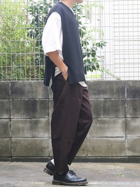 「ニットベスト」｜「アイテム（セットアップ）」を使った、シゲさん（メンズ・170cm）の夏コーディネート