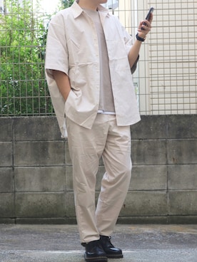 「オールホワイト」｜「アイテム（セットアップ）」を使った、シゲさん（メンズ・170cm）の夏コーディネート