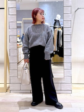 「LEPSIM（レプシィム）のフェイクレザーセンターステッチバッグ　990316（ショルダーバッグ）」を使った、ぴんさん（レディース・153cm）の冬コーディネート