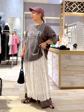 「LEPSIM（レプシィム）のカットイージーワイドパンツ　499173（その他パンツ）」を使った、ぴんさん（レディース・153cm）の夏コーディネート