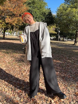 「アイテム（サロペット/オーバーオール）」を使った、ぴんさん（レディース・153cm）の秋コーディネート