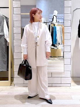 「LEPSIM（レプシィム）のフェイクレザーセンターステッチバッグ　990316（ショルダーバッグ）」を使った、ぴんさん（レディース・153cm）の冬コーディネート