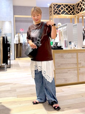 「アイテム（チュニック）」を使った、ぴんさん（レディース・153cm）の夏コーディネート