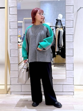 「LEPSIM（レプシィム）のフェイクレザーセンターステッチバッグ　990316（ショルダーバッグ）」を使った、ぴんさん（レディース・153cm）の冬コーディネート