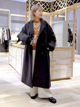 「LEPSIM（レプシィム）のサテンギャザーWストレートパンツ　600152（その他パンツ）」を使った、ぴんさん（レディース・153cm）の秋コーディネート