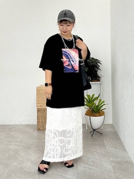 「LEPSIM（レプシィム）の【NEW ERA】ピグメントキャップ　286144（キャップ）」を使った、ぴんさん（レディース・153cm）の夏コーディネート