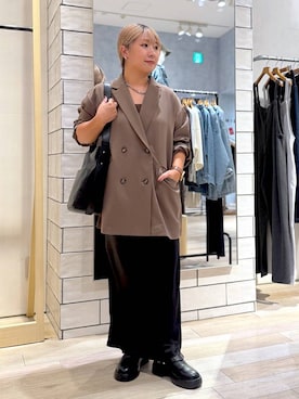 「LEPSIM（レプシィム）のストレッチサテンスカート　497324（スカート）」を使った、ぴんさん（レディース・153cm）の秋コーディネート
