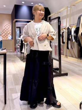 「LEPSIM（レプシィム）の2WAYボリュームサボサンダル　638824（Sandals、ブラック系）」を使った、ぴんさん（レディース・153cm）の夏コーディネート