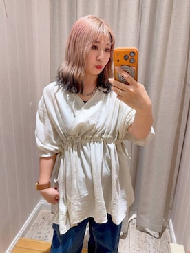 「GLOBAL WORK（グローバルワーク）のUNISEX/ステンレスショートチェーンネックレス/324415（ネックレス、その他）」を使った、ぴんさん（レディース・153cm）の春コーディネート