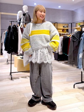 「LEPSIM（レプシィム）のMOUL／バレルデニムパンツ　1066553（デニムパンツ、グレー系）」を使った、ぴんさん（レディース・153cm）の秋コーディネート