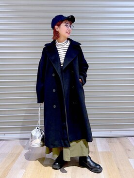 「LEPSIM（レプシィム）のアイテム（チェスターコート）」を使った、ぴんさん（レディース・153cm）の冬コーディネート