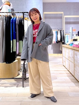 「テーマパーク」｜「アイテム（その他アウター）」を使った、ぴんさん（レディース・153cm）の冬コーディネート