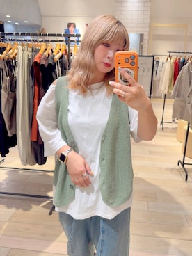 「LEPSIM（レプシィム）の《レプクル》オフショルワイドT　242876（T Shirts、ホワイト系）」を使った、ぴんさん（レディース・153cm）の夏コーディネート