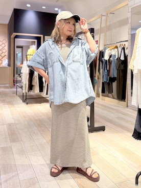 「GLOBAL WORK（グローバルワーク）のUNISEX/ステンレスショートチェーンネックレス/324415（ネックレス、その他）」を使った、ぴんさん（レディース・153cm）の春コーディネート