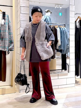 「LEPSIM（レプシィム）のドロストスクエアバッグ　578196（ショルダーバッグ）」を使った、ぴんさん（レディース・153cm）の秋コーディネート