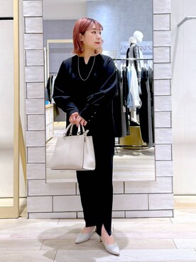 「LEPSIM（レプシィム）のフェイクレザーセンターステッチバッグ　990316（ショルダーバッグ）」を使った、ぴんさん（レディース・153cm）の冬コーディネート