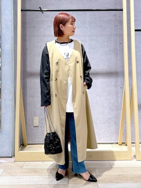 「LEPSIM（レプシィム）のアイテム（トレンチコート）」を使った、ぴんさん（レディース・153cm）の春コーディネート