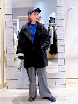 「LEPSIM（レプシィム）のアイテム（チェスターコート）」を使った、ぴんさん（レディース・153cm）の冬コーディネート