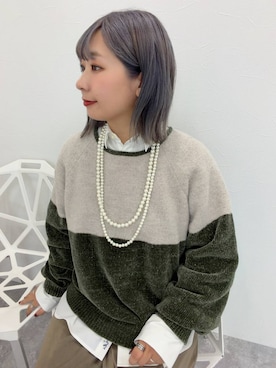 「LOWRYS FARM（ローリーズファーム）のパールタレンネックレス　249411（ネックレス）」を使った、ぴんさん（レディース・153cm）の秋コーディネート