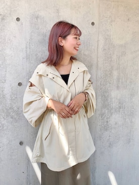 「アイテム（ミリタリージャケット、ホワイト系）」を使った、ぴんさん（レディース・153cm）の秋コーディネート