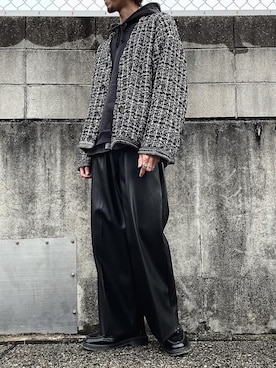 「shiki tokyo（シキトウキョウ）のアイテム（パンツ）」を使った、黒男さん（メンズ・178cm）の冬コーディネート