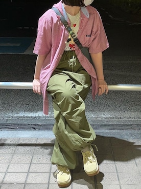 「w closet（ダブルクローゼット）のアイテム（オールインワン・サロペット）」を使った、gagaさん（レディース・158cm）の夏コーディネート