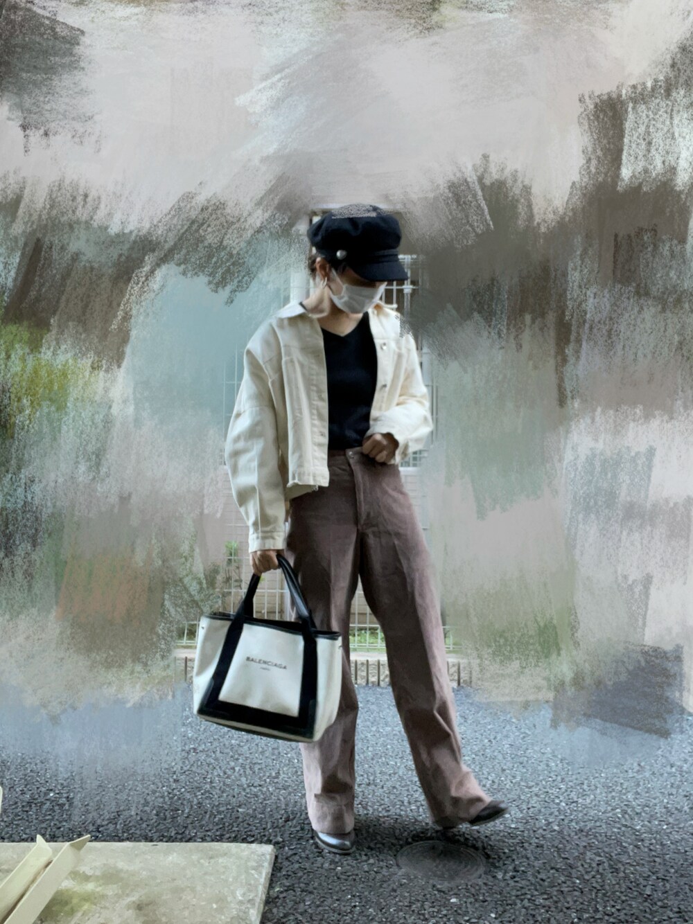 「着回しコーデ、シンプル、BALENCIAGA、楽チンコーデ、低身長」｜「GAPのハイライズ ワイドレッグ アンクル コーデュロイパンツ（その他パンツ、ブラウン系）」を使った、Ran®️Ran2🌵さん（レディース・156cm）の秋コーディネートの1枚目の写真
