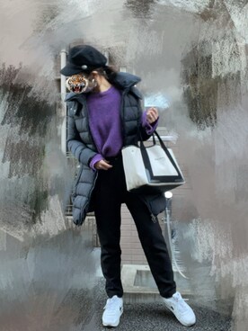「BALENCIAGA」｜「アイテム（ダウンジャケット/コート）」を使った、Ran®️Ran2🌵さん（レディース・156cm）の冬コーディネート