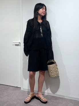「FREE'S MART（フリーズマート）のアイテム（かごバッグ）」を使った、𝐑𝐈𝐎さん（レディース・163cm）の春コーディネート
