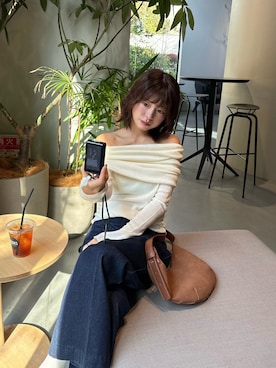 「FREE'S MART（フリーズマート）のフロントポケットソフトバギーデニム（デニムパンツ）」を使った、𝐑𝐈𝐎さん（レディース・163cm）の秋コーディネート